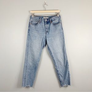 Levi's Premium Womens Wedgie Tapered Ankle Jeans VTG Style Light Wash Rigid 28